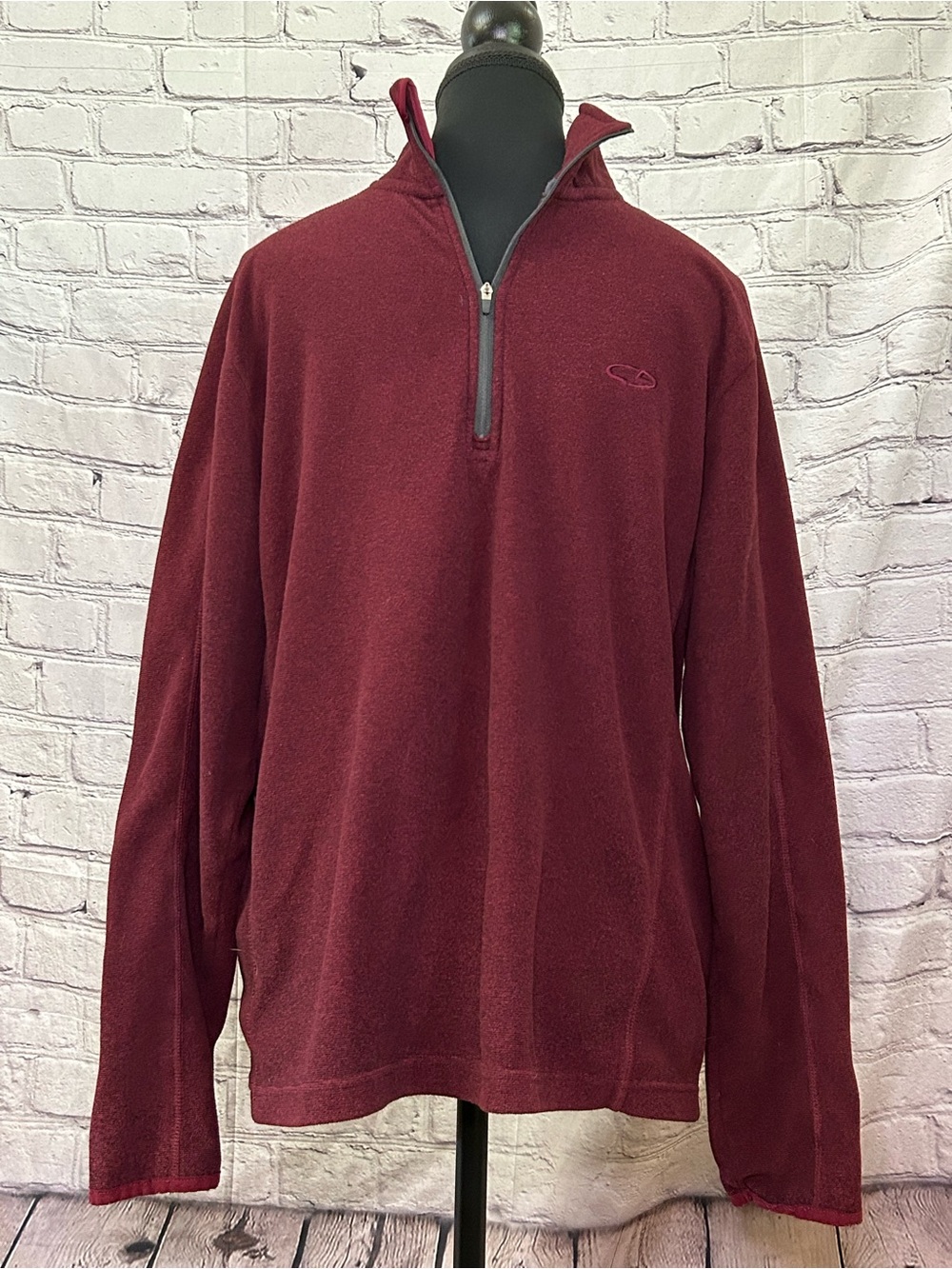 Champion Men's Burgundy Quarter-Zip Fleece Pullover